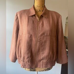 NYCC Women's Tan Striped Bomber Jacket